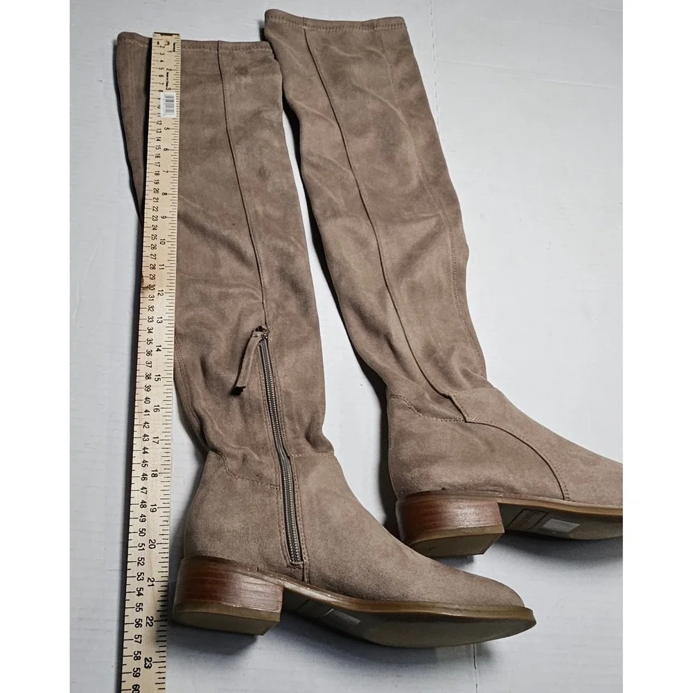 Franco Sarto Bailey Taupe Faux Suede‎ Over The Knee Boots Low Block Heel Size 5M